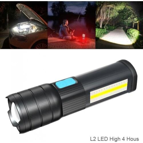 Highlight Mode 4 Hours L2 LED 5V COB Zoomable USB Multi-functional Flashlight Waterproof Emergency Work for Camping / Hunting