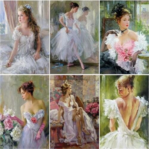 RUOPOTY 60x75cm Frame Painting By Number For Adults Women Picture By Numbers Acrylic Paint On Canvas Home Decor Artcraft