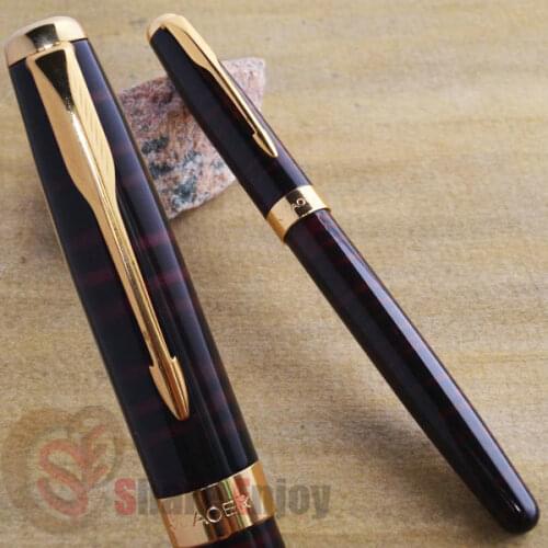 ROLLER BALL PEN BAOER 388 ELEGANT RED GRAIN AND GOLDEN