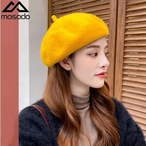 Mosodo Wool Beret Womens Fashion Casual Hat Student Art Painter Hat Warm Pumpkin Hat