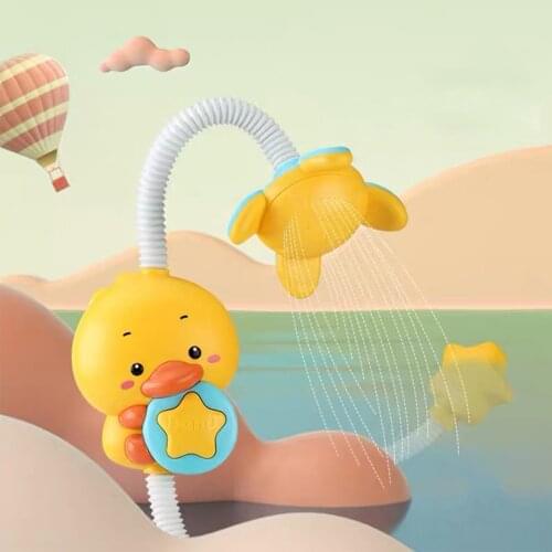 Cute Baby Bath Toys Automatic Small Yellow Duck Shower Duckling Bathtub Water Toy Electric Sprinkler Toy (battery Provided)