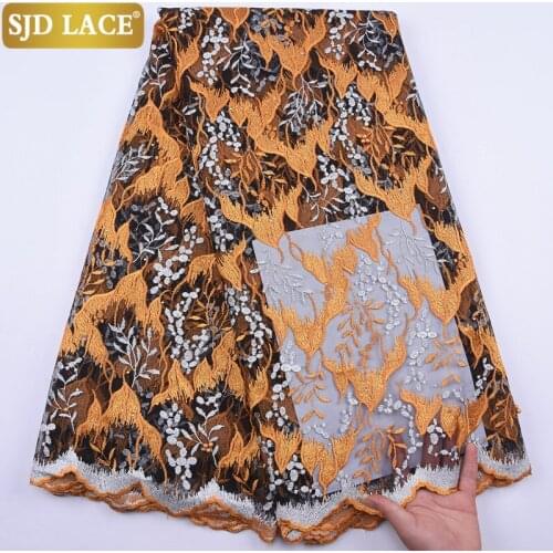 SJD LACE French Lace Fabric With Stones African Mesh Lace Embroiderey Beads Net Laces For Nigerian Wedding Party Materials A2056