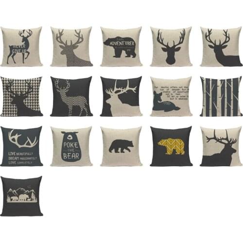 Nordic Home Decorative Cushion Covers Original Bear Deer Cushions Custom High Quality Decor 45Cmx45Cm Square Printed Pillow Case