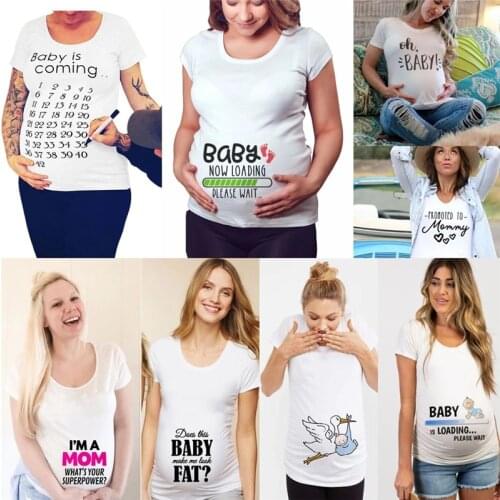 Brand New Women Pregnancy Clothes Baby Now Loading Pls Wait Maternity T Shirt Summer Short Sleeve Pregnant T-shirts