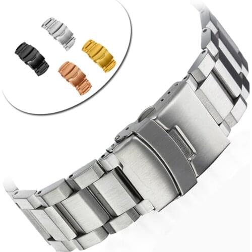 Trapezoid three-bead stainless steel watch with watch accessories steel bracelet Lassa insurance buckle 18mm 20mm 22mm 24mm