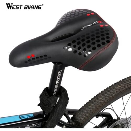 WEST BIKING Wide Bicycle Mat Cycling Saddle Comfortable Seat Mat MTB Bike Cushion With Warning Taillight Ride Bicycle Saddle