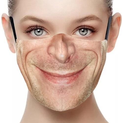 Creative Fashion Funny Adult Mouth Face-Masks Women Men Unisex Street Sports Breathable Protection Party Mask Halloween Cospaly