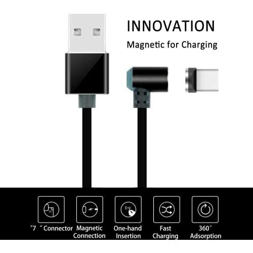 E3 Type-c Charging Cable USB C Cord TPE Wire LED Light T-shaped Elbow Head w/ Magnetic 360° Rotation Function for Smart Phones