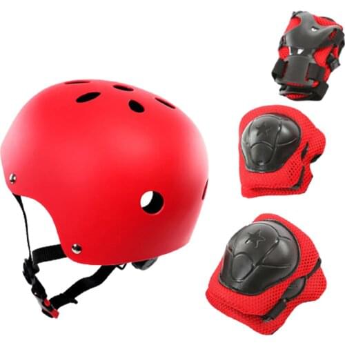 7Pcs/Set Kids Protective Gear Adjustable Helmet Knee Elbow Pads Wrist Guards Outdoor Sports Accessories