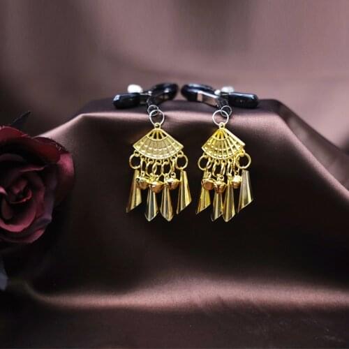 1 Pair Metal Bell Nipple Clamps With Chain Clips Flirting Teasing Sex Bondage Kit Slave Bdsm Exotic Accessories