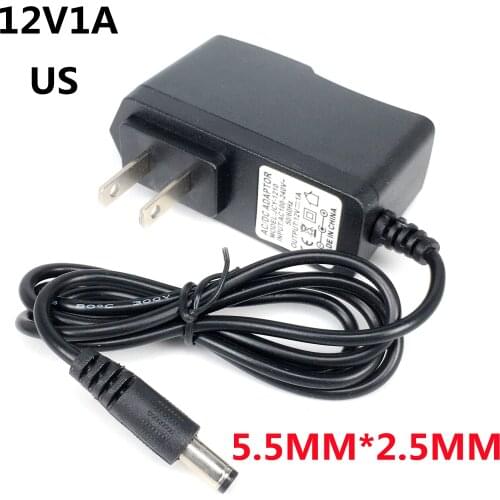1pcs 12V1A AC 100V-240V Converter power Adapter DC 12V 1A 1000mA Power Supply US Plug DC 5.5mm x 2.1mm