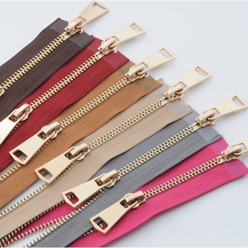 1Pc Light Gold Open-end Metal Zippers 120cm Double Sliders Zipper Coat Zips Sewing Down Jacket Coat Zips Accessories