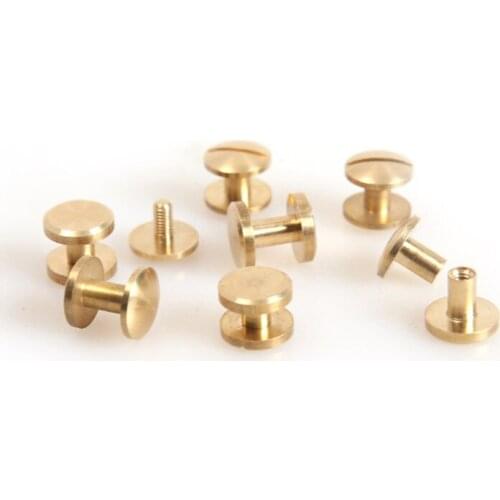 10pcs Solid Brass Belt Bag Screw Rivet Knob Round Button Belt/strap Rivets Leather Chicago Screw In Button Studs
