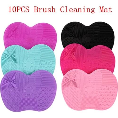 10PCS Brush Cleaning Mat Silicone Makeup Cleaning Brush Scrubber Mat Portable Washing Tool Foundation Cosmetic Brush Cleaner