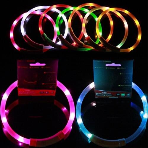 15PCS / LOT LED Pet Luminescent Collar USB Charging Collar Teddy Flash Glow Collar Small And Large Dog And Cat Supplies