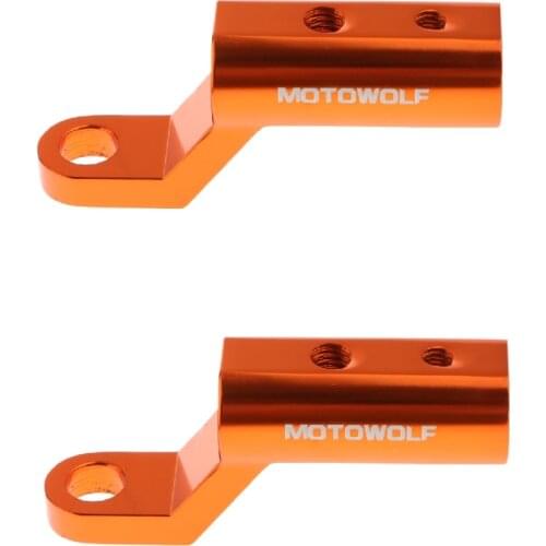 2pcs Motorcycle Rearview Mirror Expander Brace Adapter Mount Orange Universal