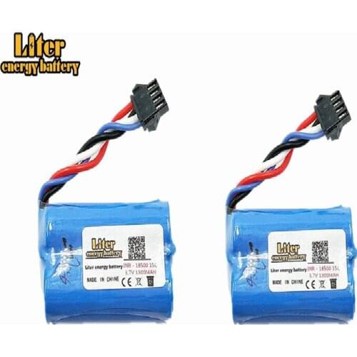2pcs Upgrade 3.7V 1300mAh 18500 Lipo battery For UDI 001 UDI001 Huanqi 960 Remote control boat speedboat With SM-4P Plug