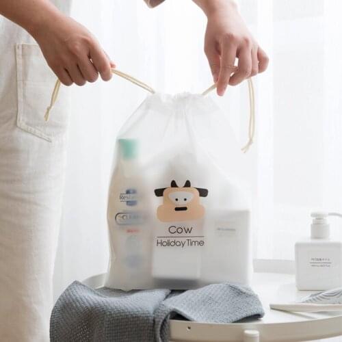 2Pcs Women Transparent Drawstring Cosmetic Bag Organizer Travel Makeup Case Bath Storage Pouch Toiletry Wash Beauty Reusable