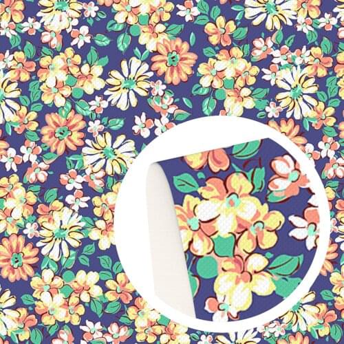 20*33cm Floral Printed Series Leaf Plant Pattern Faux Synthetic Leather Fabric For Bows Crafts DIY Handmade Material,1Yc17450