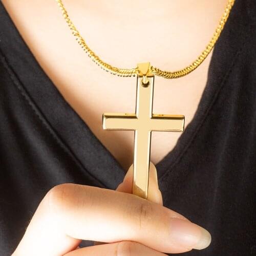 2020 Fashion Simple Classic Cross Long Chain Necklace For Women Men Punk Jewelry Gift Vintage Cross Pendant Necklace Accessories