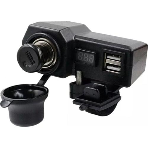 DC12V 3 in 1 Motorcycle Voltmeter with Cigarette Cighter Outdoor Dual USB Charger Socket for GPS Tablet Tablet Camera Phone