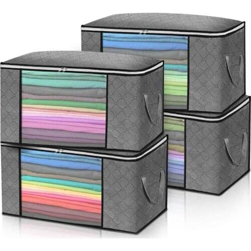 4Pcs/Set Clothes Quilt Storage Bag Blanket Closet Sweater Organizer Box Sorting Pouches Clothes Cabinet Container