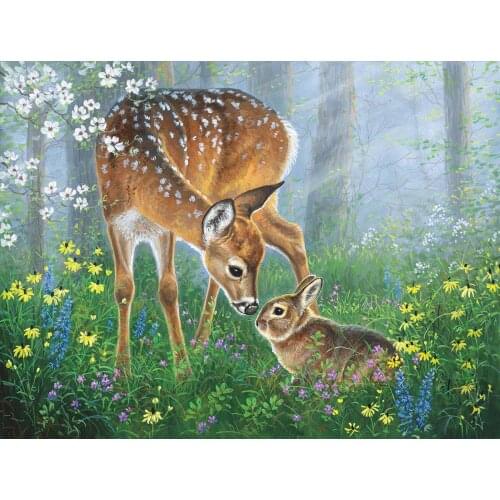 5d diy diamond painting animal sika deer rabbit round diamond embroidery mosaic rhinestone home decoration handmade gifts