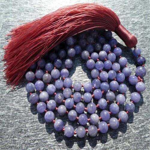 6mm Natural Tanzanite Gemstone 108 Beads Tassel Mala Necklace Accessories Yoga Healing Chakra Meditation Pray Reiki