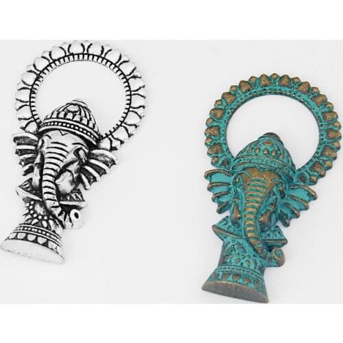 8PCS Large Ganesha Elephant God of Beginnings Charms Pendants for Necklace Jewelry Findings