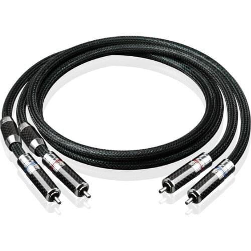 Hifi 7N OCC Copper Silver Plated 2RCA Male to Male Audio Cable With Self-locking Plug