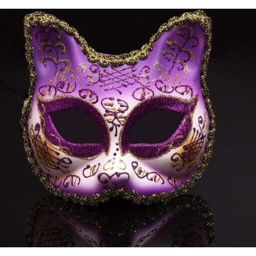 Sequined Cat Design Women Girl Party Mask Masquerade Mask Christmas Halloween Venetian Costumes Carnival Anonymous Masks Decor