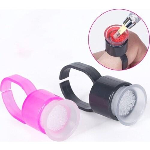 Semi permanent tattoo ring cup sponge color cup tattoo eyebrow finger cup disposable tattoo accessories