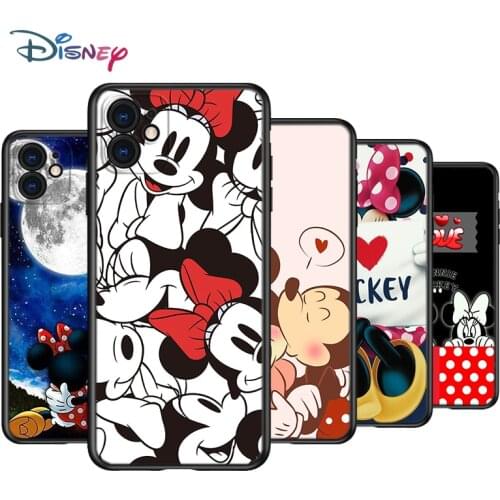 Disney LOVE Mickey And Minne Silicone Black Cover For Apple IPhone 12 Mini 11 Pro XS MAX XR X 8 7 6S 6 Plus 5S SE Phone Case