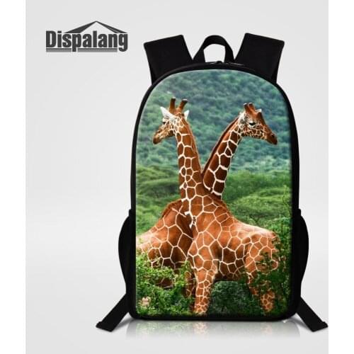 Dispalang Animal Giraffe Print Childrens Backpack 16'' Large School Bags For Student Bookbag Girl Schoolbag Teenage Backpacks