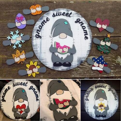Home/restaurant Decorations Sweet Gnome Wall Plaques Signs Hanging Board Round Decor For Home Door Indoor Outdoor