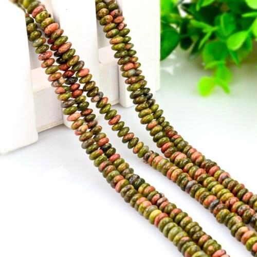 Unakite Large Hole (3*6mm) Rondelle Loose Charms European Bead fits Bracelet Jewelry Makings 39CM String