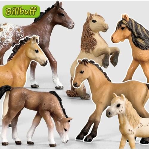 Hot Sale Simulation Farm Animal Model Mini Horse Foal Ornaments Aciton Figures Kids Cognitive Educational Toys for children Gift