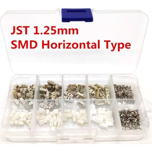 60 sets 1.25mm Pitch Horizontal Type SMD Connectors 2p 3p 4p 5 pin Terminal Housing Pin Header Connector Kit in box