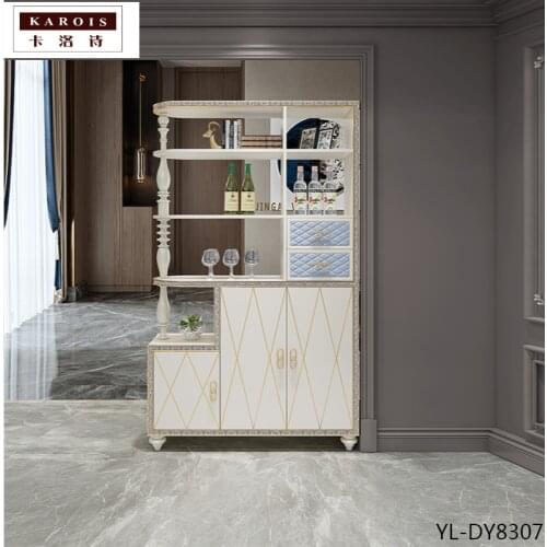 KAROIS DY8307American Solid Wood Wine Cabinet Screen Cabinet Door Living Room Cabinet Double-sided Partition Cabinet
