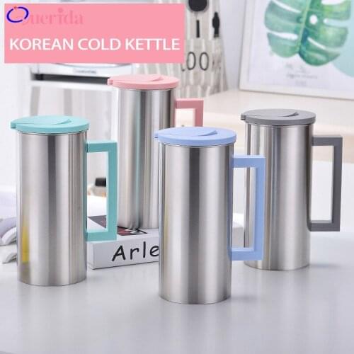 Creative Large Capcity 1.8L Cold Kettle Stainless Steel Juice Drink Tea Pot Handgrip Outdoor Travel Coffee Water Bottle Gift