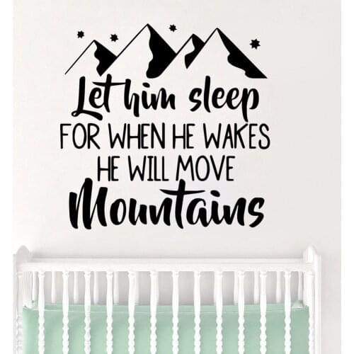 Cartoon Style let him sleep Wall Sticker Home Decoration Accessories For Kids Rooms Nursery Room Decor Art Mural