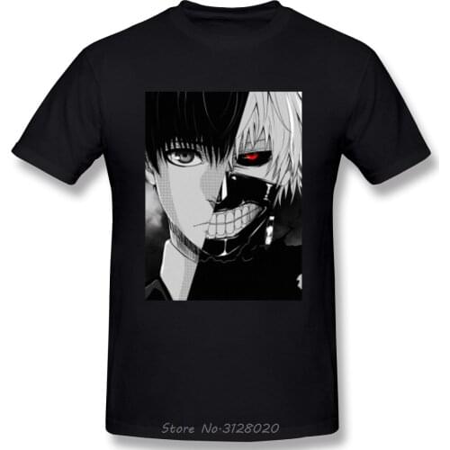 Men Cotton Tee T Shirt Graphic Plus Size Tops Letter Print Kaneki Ghoul Graphic Oversized Short Sleeve T-shirt Anime Tshirt