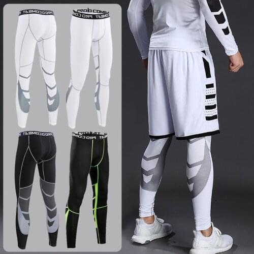 Mens Compression Tight Pants Running Cycling Basketball Soccer Elasticity Sweatpants Fitness Tights Legging Trousers Rash Guard