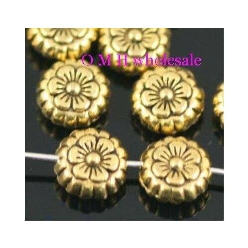 OMH wholesale Free ship 30pcs golden Silver color flower spacer beads Jewelry metal beads 7x3.5mm ZL524