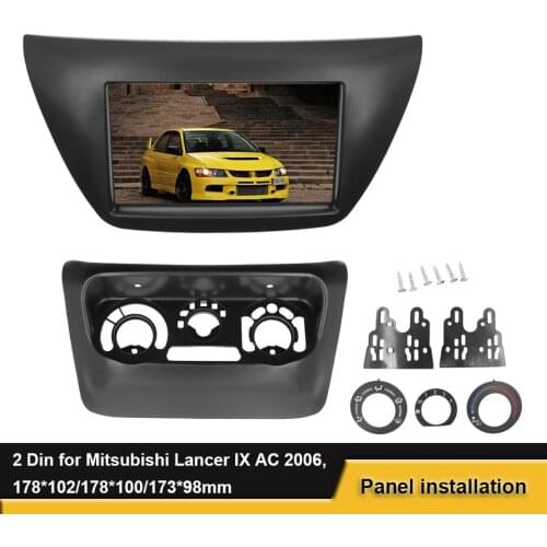 1 pair car fascia fit for Mitsubishi Lancer IX 2006 AC Control Panel + Car Radio FasciaCenter Control DVD Player Frame Trim Kit