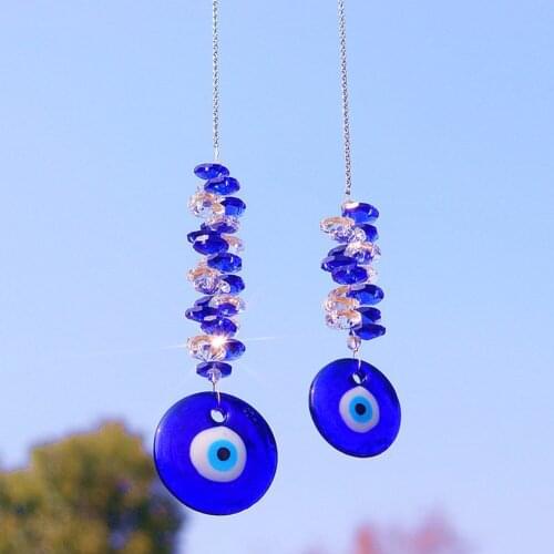 Lucky Turkish Greek Blue Eye Charm Oval Beads Pendant Car Home Amulet Gift Garden Window Wedding Curtain DIY Decor