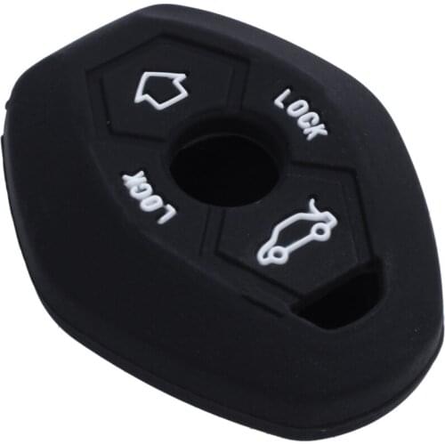 3 Button Remote Key Fob Silicone Case Cover For BMW E46 E39 E63 E36 E81X5 Z3 Z4, Black