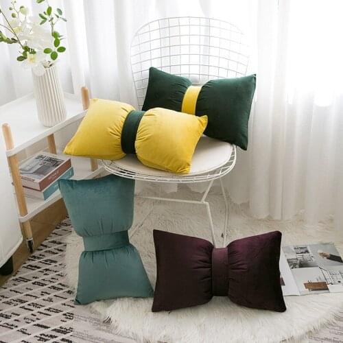 Nordic Ins Fashion Cute Bow Cushion Cover Solid Color Princess Seat Chair Cushion Sofa Decorative Throw Pillow Case 30X50cm