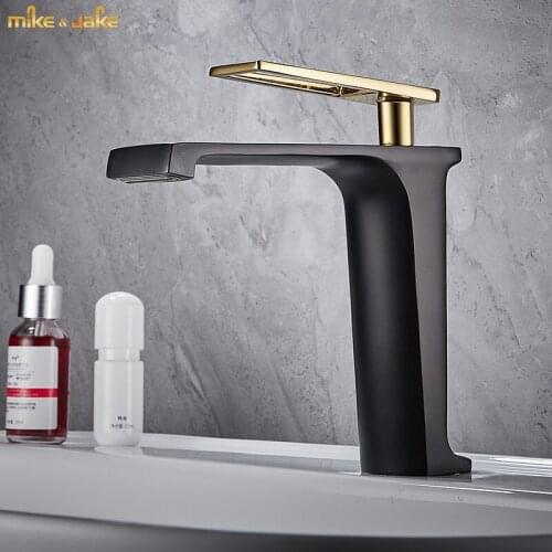 Gold black basin mixer faucet brass gold bathroom black gold faucet single handle water tap black sink tap cold hot water tap