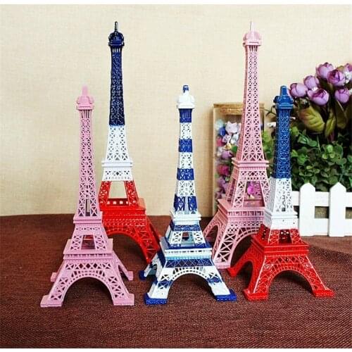 Mix Color Paris Eiffel Tower Model Figurine France Flag Color Art Crafts For Home Office Decoration Birthday Christmas Gifts